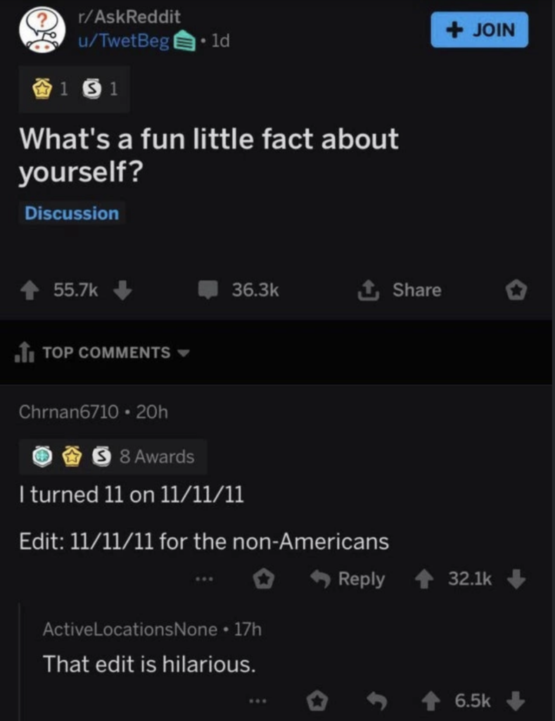 Reddit comment from someone who turned 11 on 11/11/11