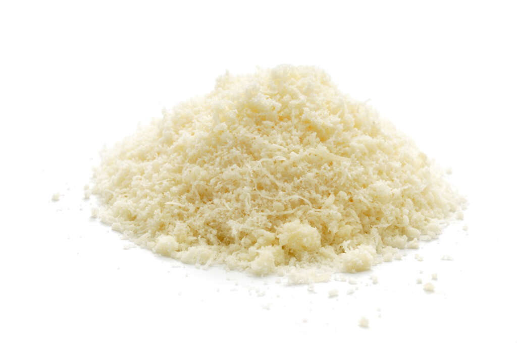 A close-up image of a big pile of grated parmesan. 