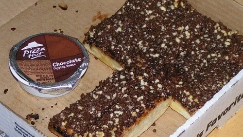 Photo of Pizza Hut's Hershey Dunkers with Chocolate dipping sauce