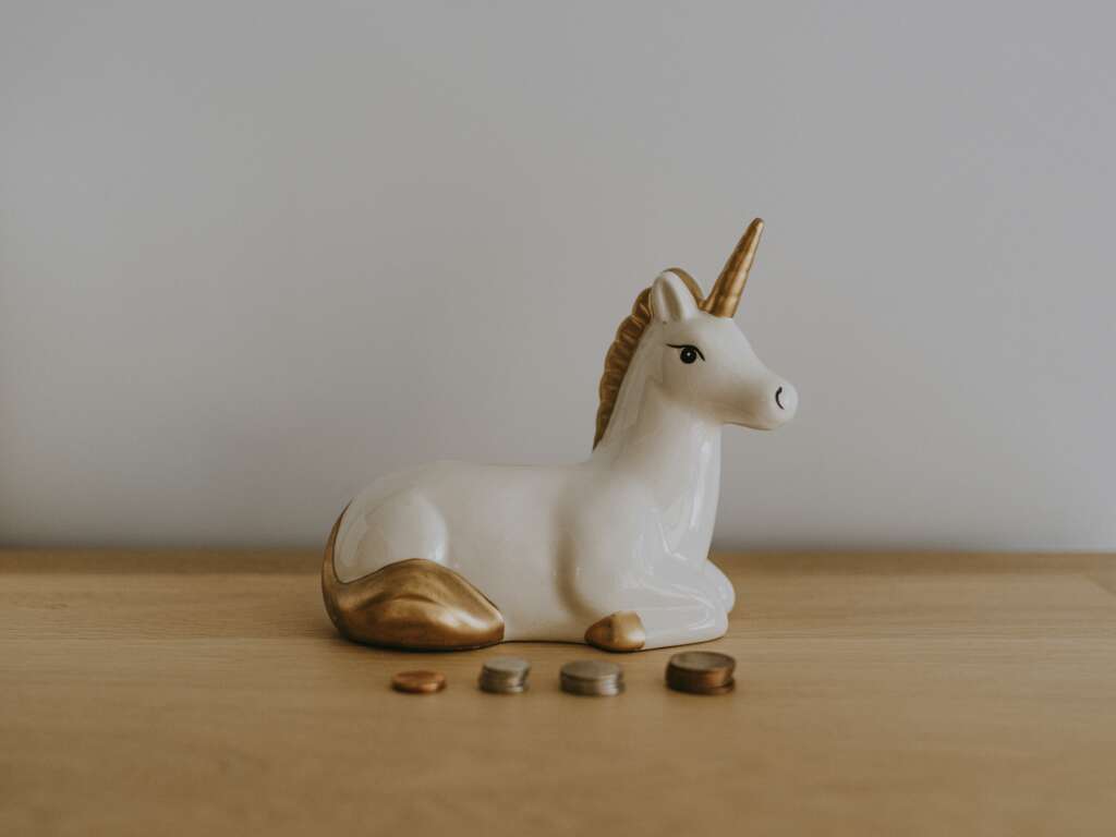 An image of a unicorn coin bank. 