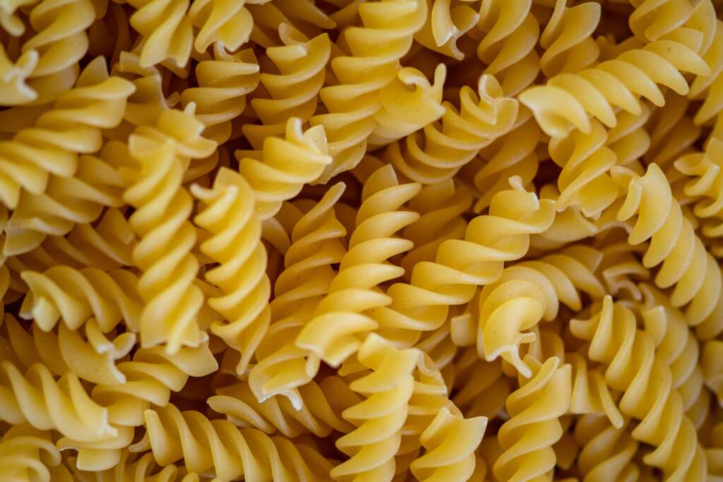 A close-up image of a ton of pasta. 