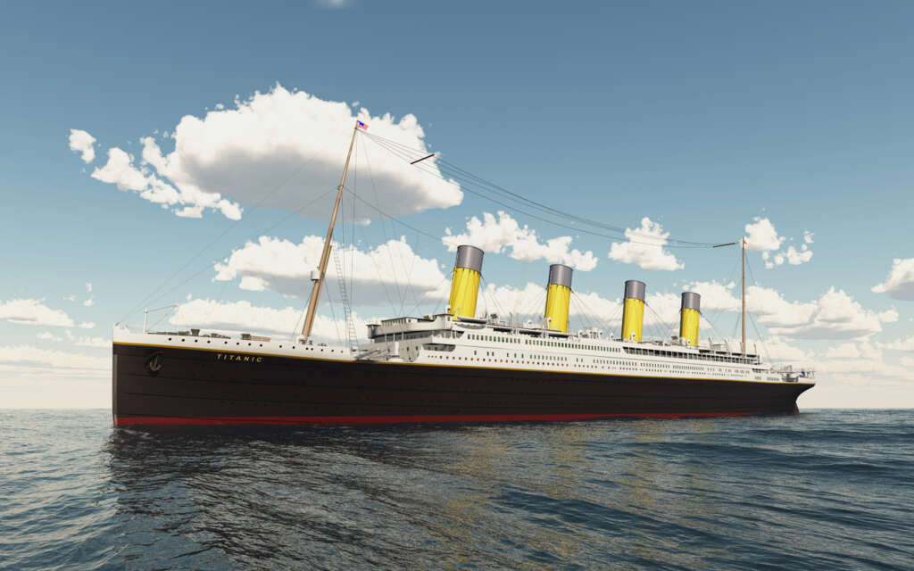 A 3D-generated image of the Titanic. 