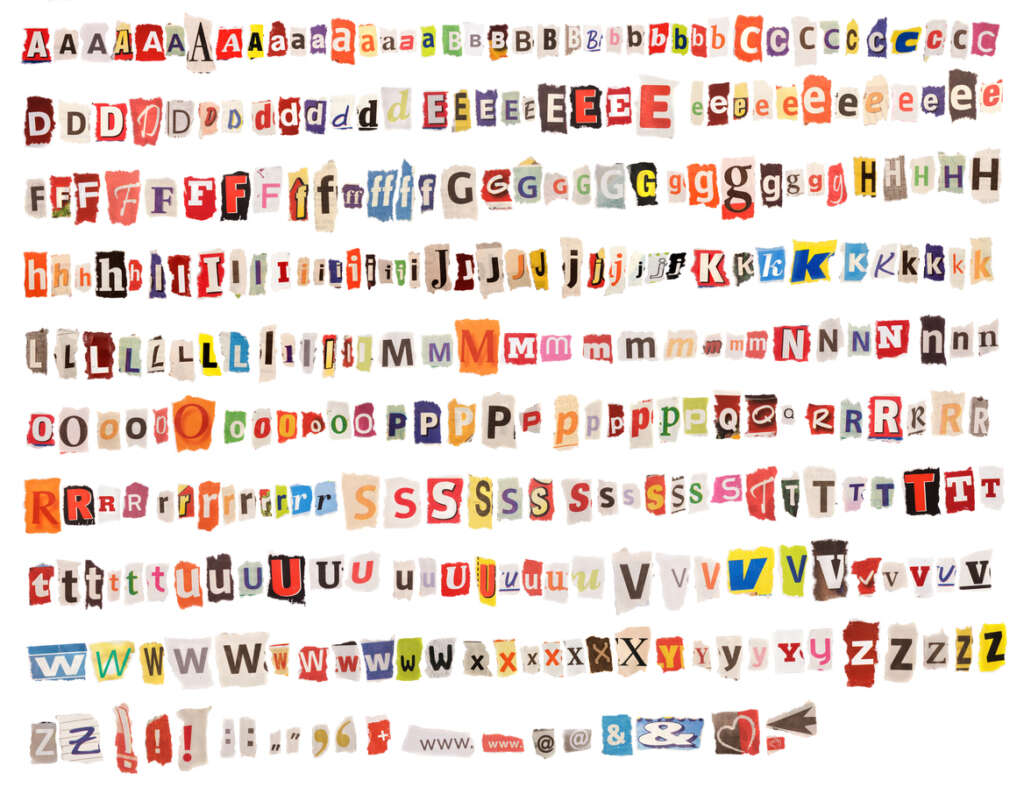 An image of numerous letters over a white background. 