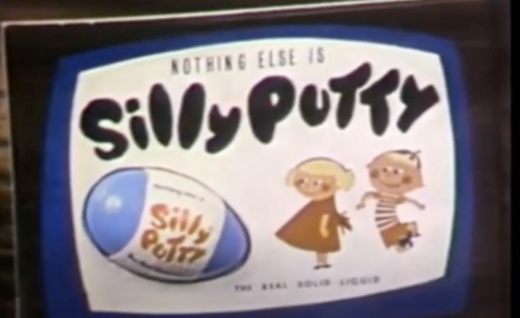 An image of a 1975 Silly Putty commercial. 