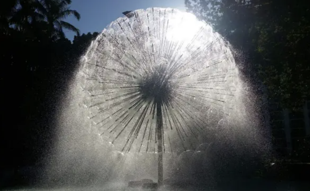 A water fountain that looks like a huge dandelion. 