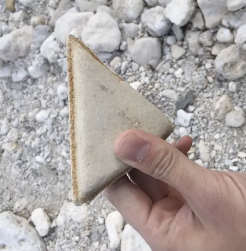 A rock that ended up looking like a grilled cheese sandwich. 