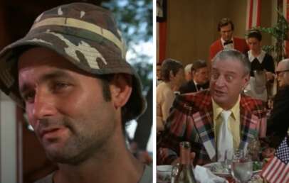 Bill Murray in Caddyshack next to an image of Rodney Dangerfield in Caddyshack.