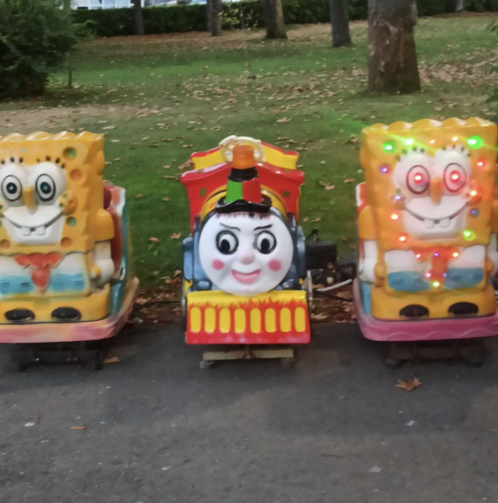 Some very weird looking kid rides. 