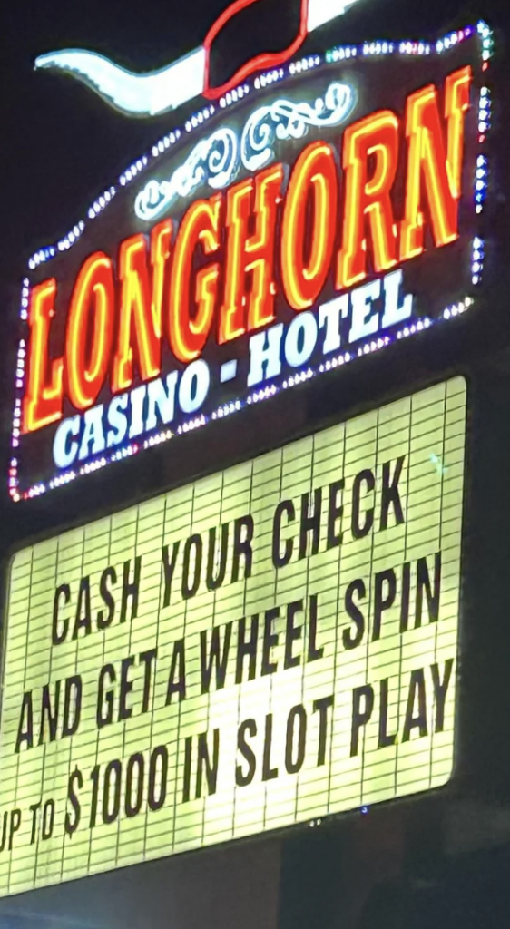 An image of a Longhorn casino hotel sign. 