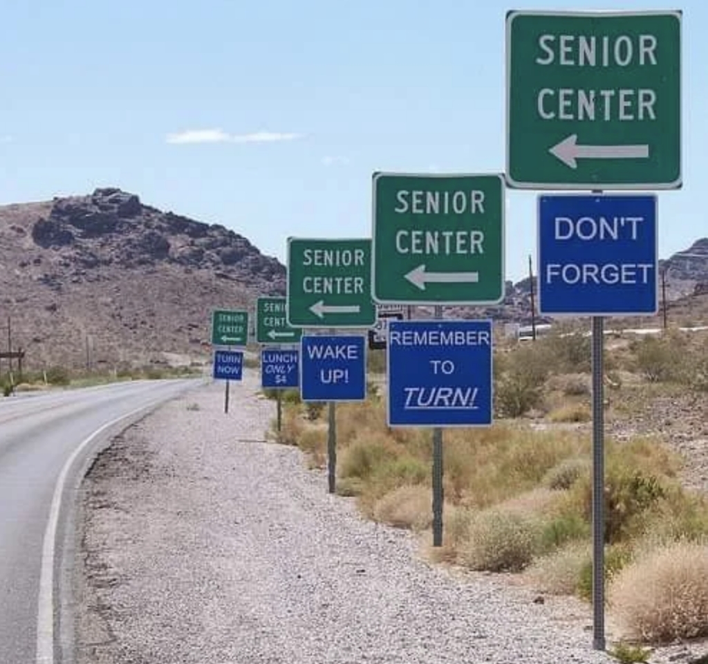 An image of senior center signs. 