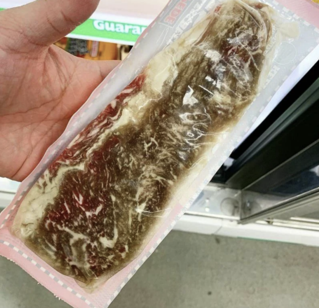 An image of a ribeye from a dollar tree. 