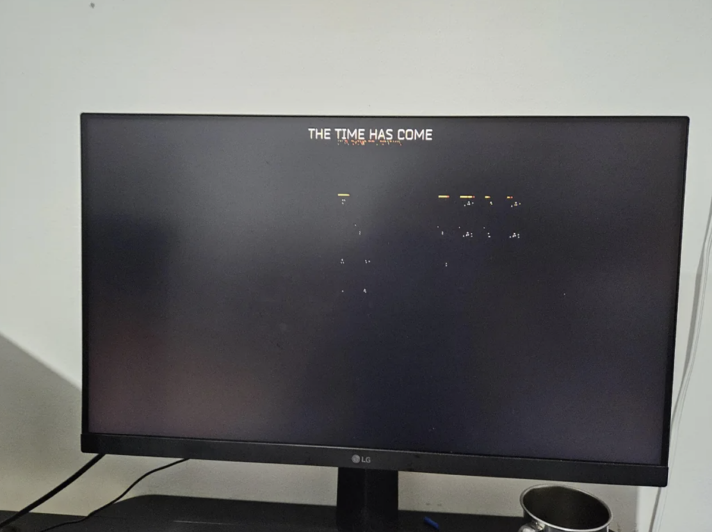An ominous message from a PC that crashed. 