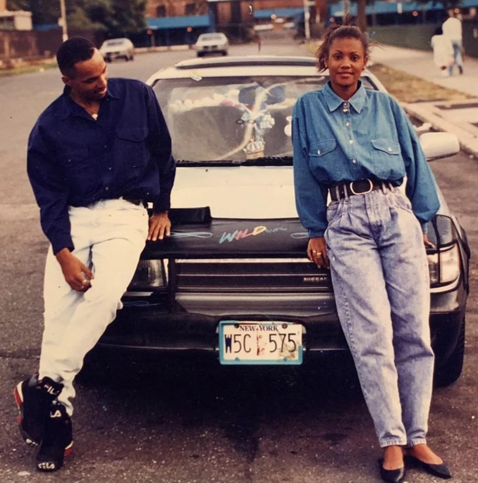 An image of someone's parents in the '90s.
