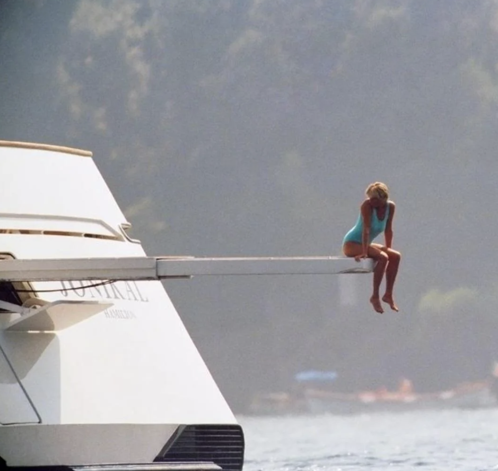 An image of Princess Diana on a diving board that was taken a week before her death. 