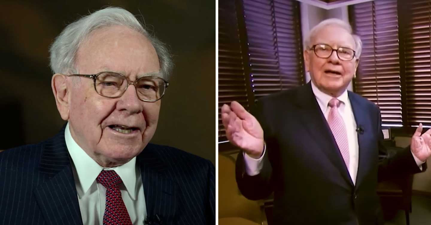 Two photos of legendary investor Warren Buffett