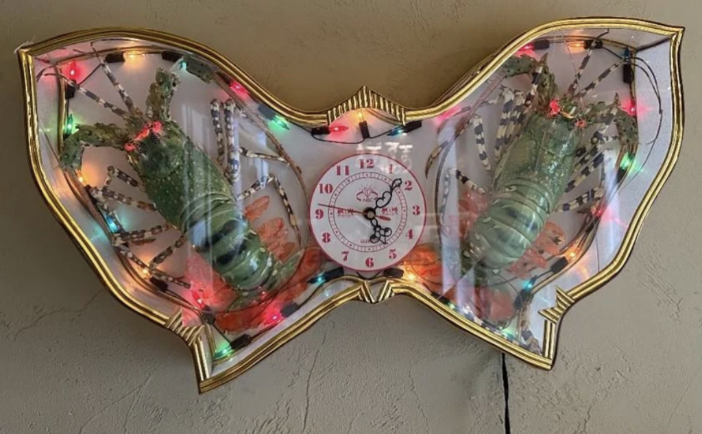 An image of a lobster clock. 