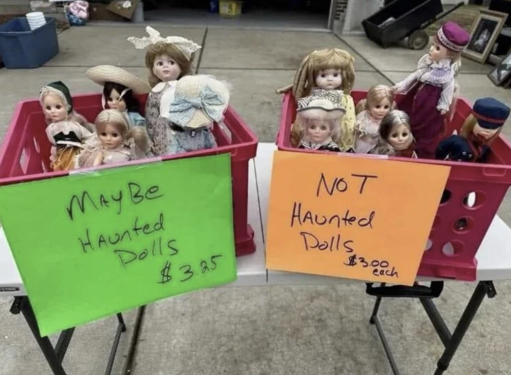 An image of maybe and not haunted dolls. 