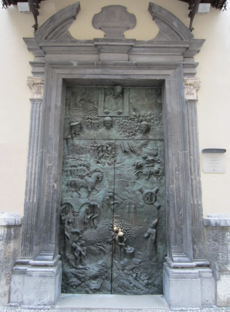 An image of a door of St. Nicholas Church. 