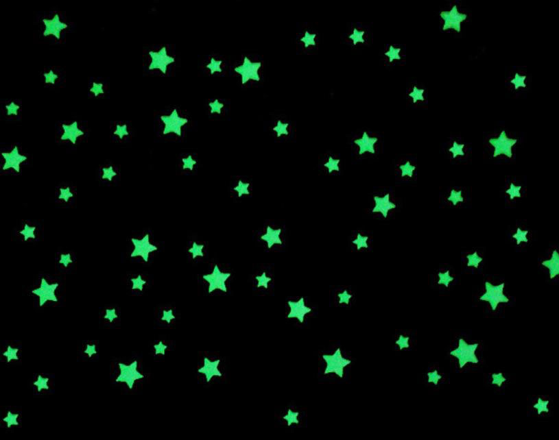 A black background filled with various sizes of glowing green stars scattered across the image, creating a starry night sky effect.
