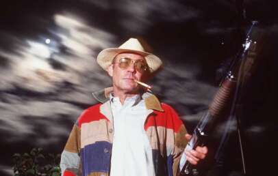 Hunter S Thompson witha. shotgun