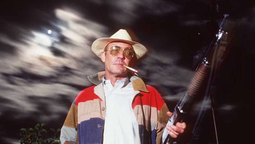 Hunter S Thompson witha. shotgun