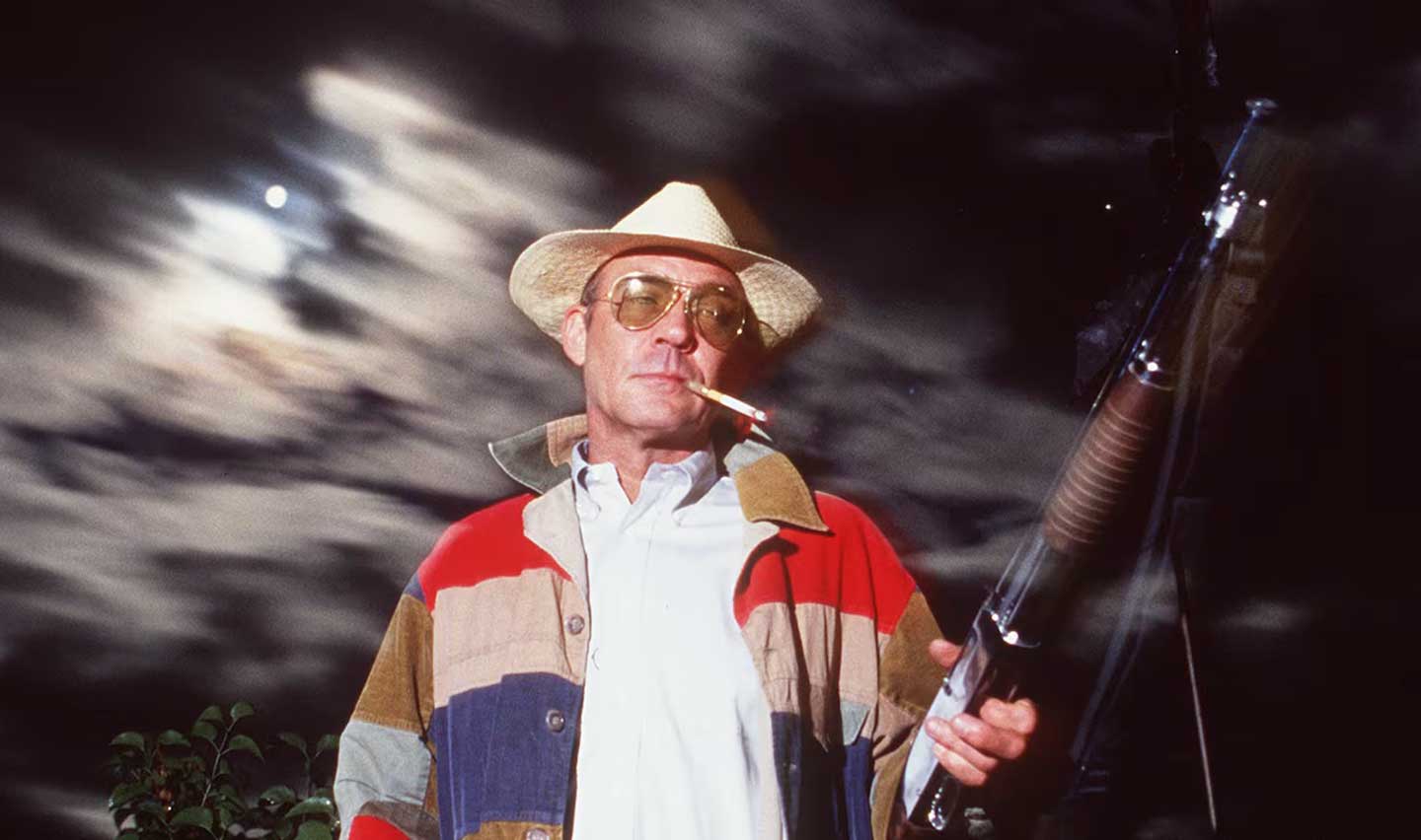 Hunter S Thompson witha. shotgun